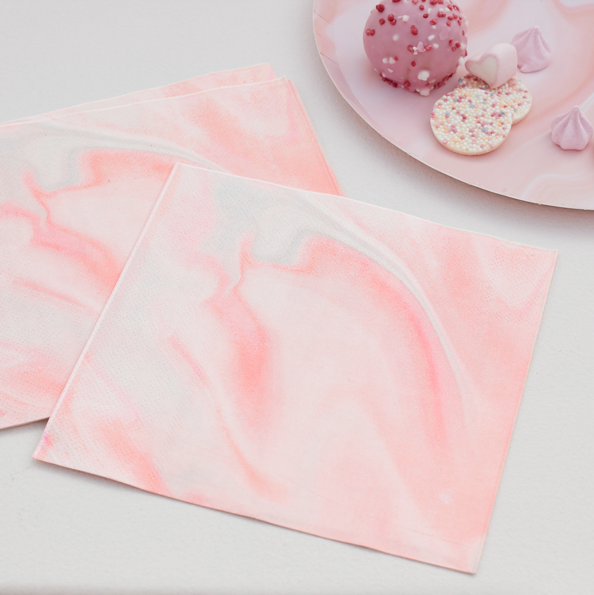 Pink Marble Print Paper Napkins