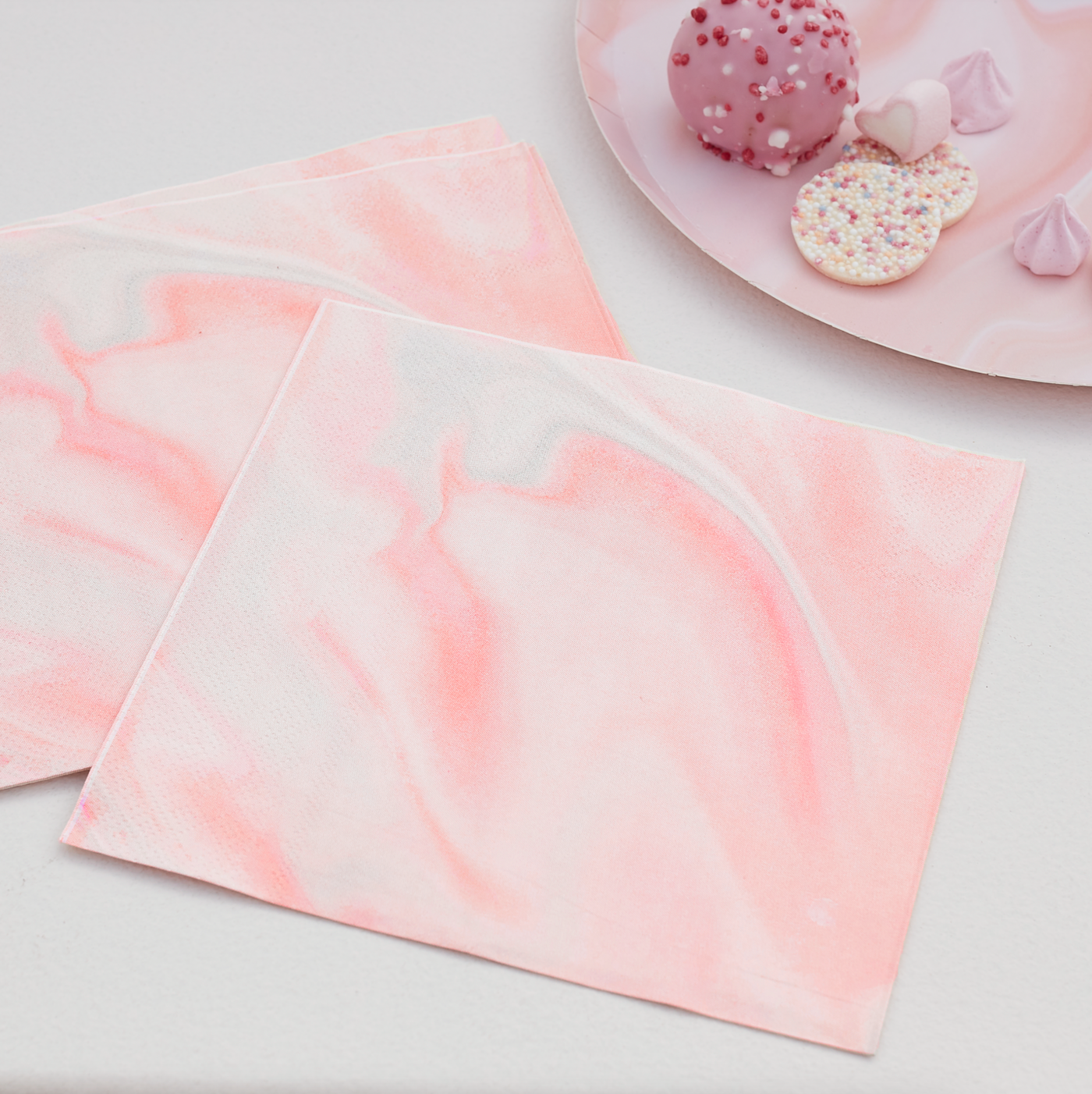 Pink Marble Print Paper Napkins