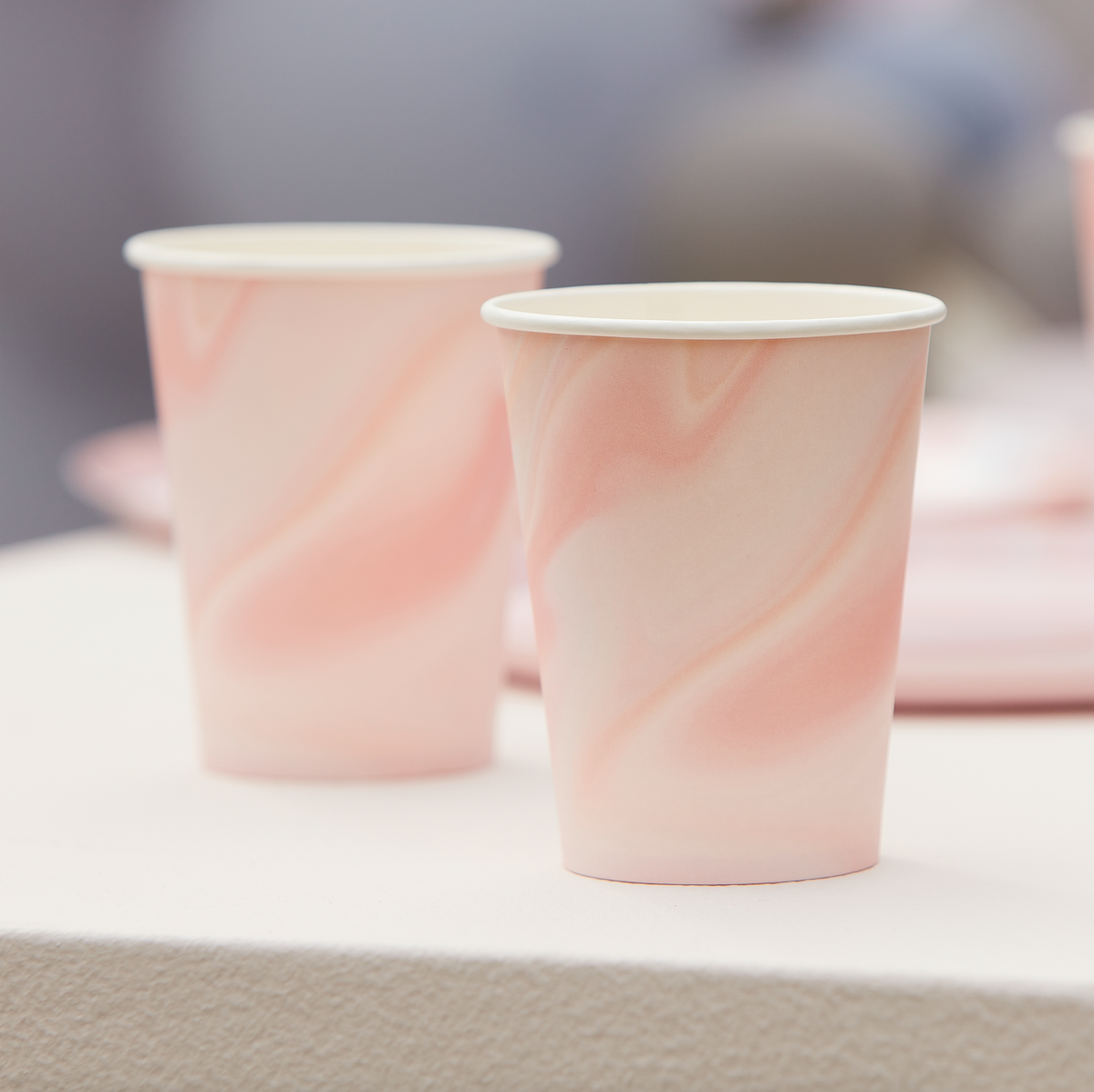 Pink Marble Print Paper Cups