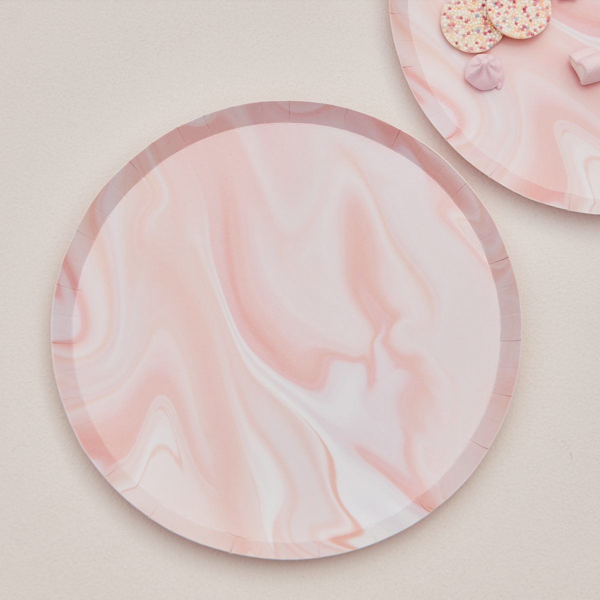 Pink Marble Print Paper Plates