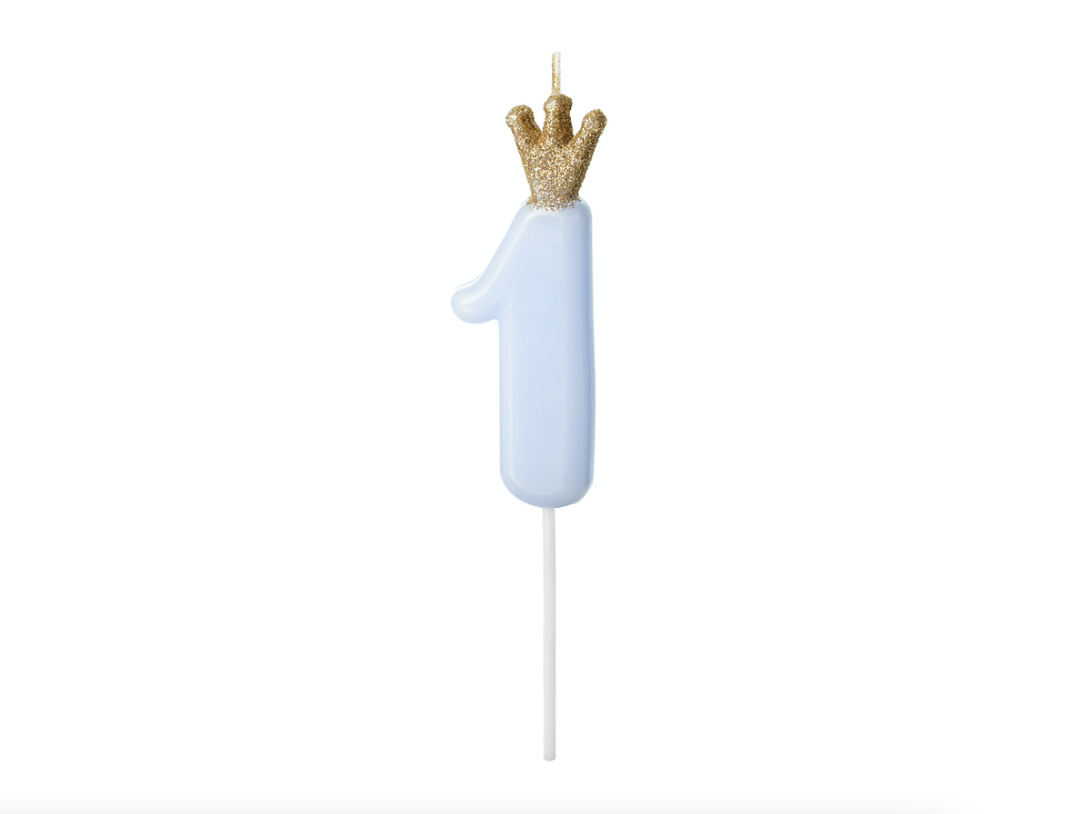 Light Blue Number 1 Birthday Candle