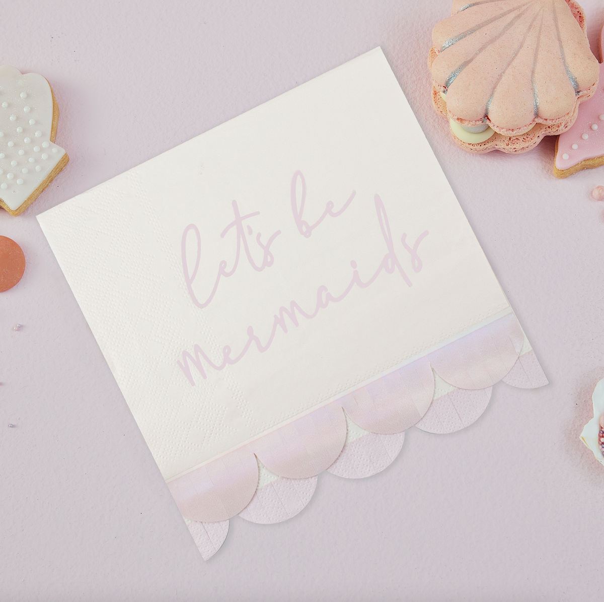 Iridescent and Pink Mermaid Paper Napkins