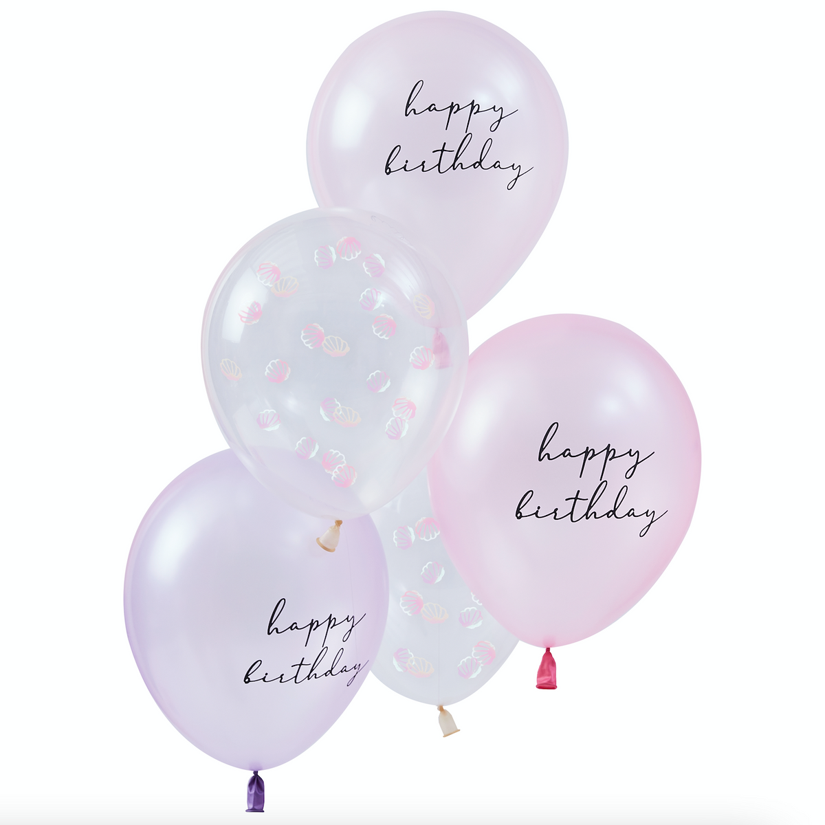 Pearlised Pink &amp; Shell Confetti Balloon Bundle