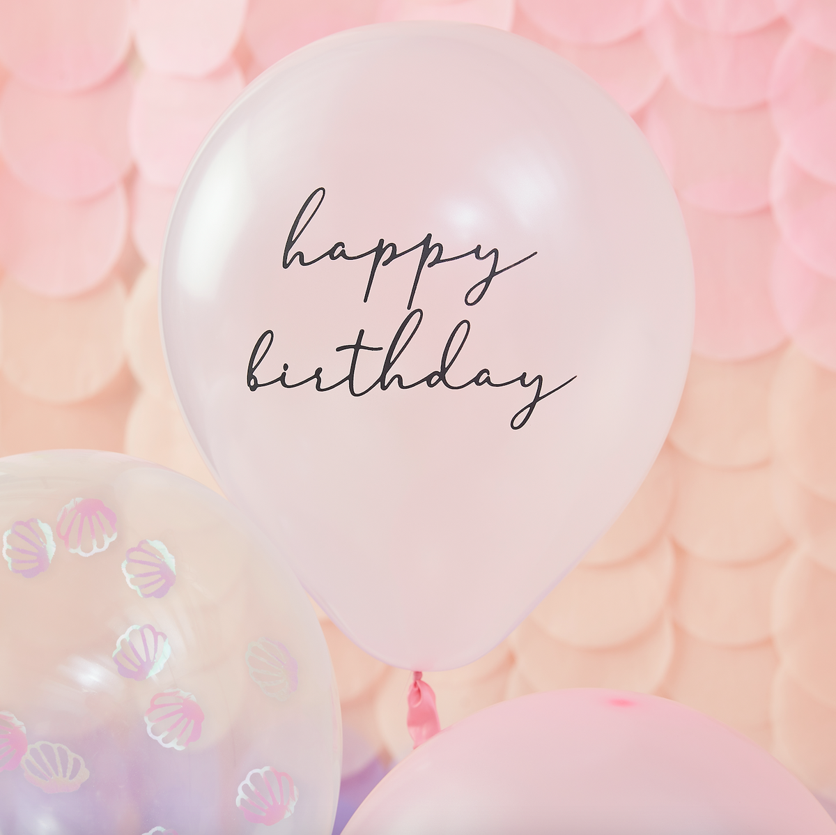 Pearlised Pink &amp; Shell Confetti Balloon Bundle