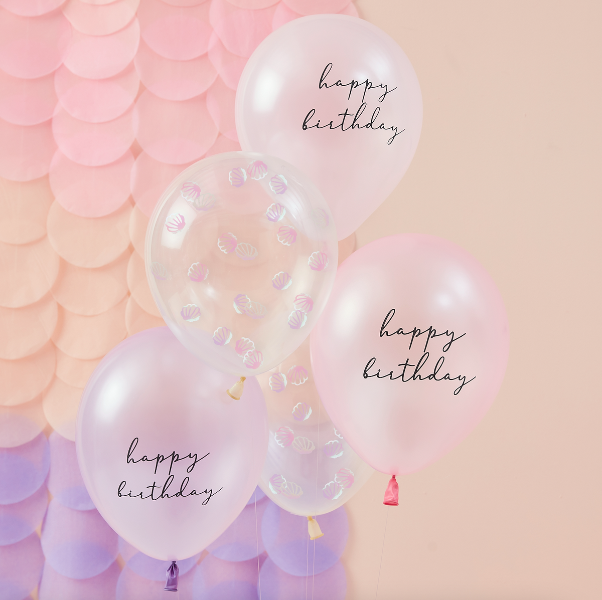 Pearlised Pink &amp; Shell Confetti Balloon Bundle