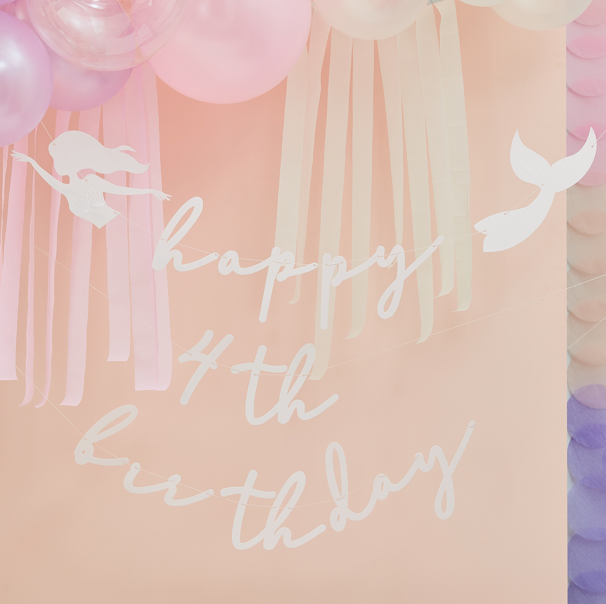 Customizable Pink &amp; Iridescent Happy Birthday Bunting