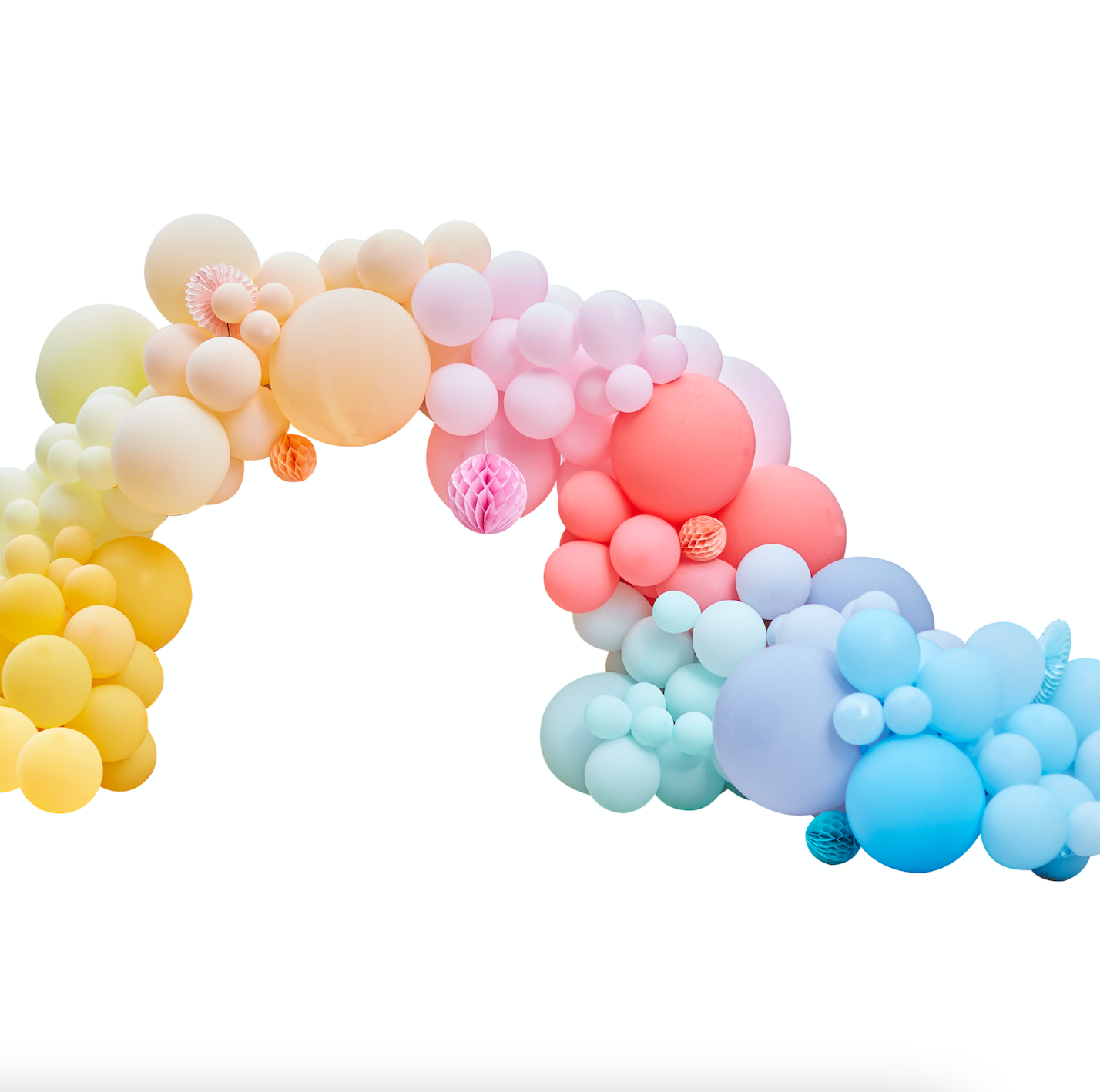 Luxe Bright Balloon Arch with Paper Honeycombs