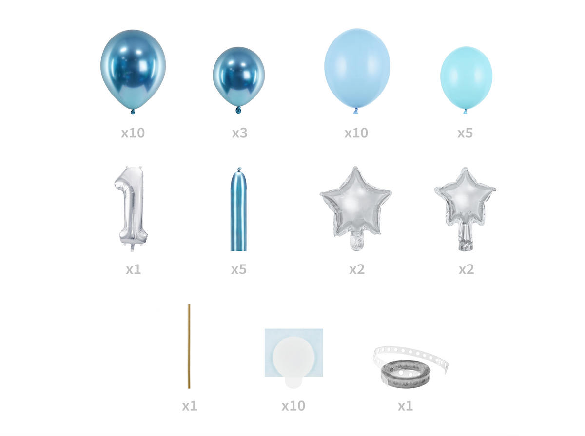 Blue 1st Birthday Balloon Column Stack 