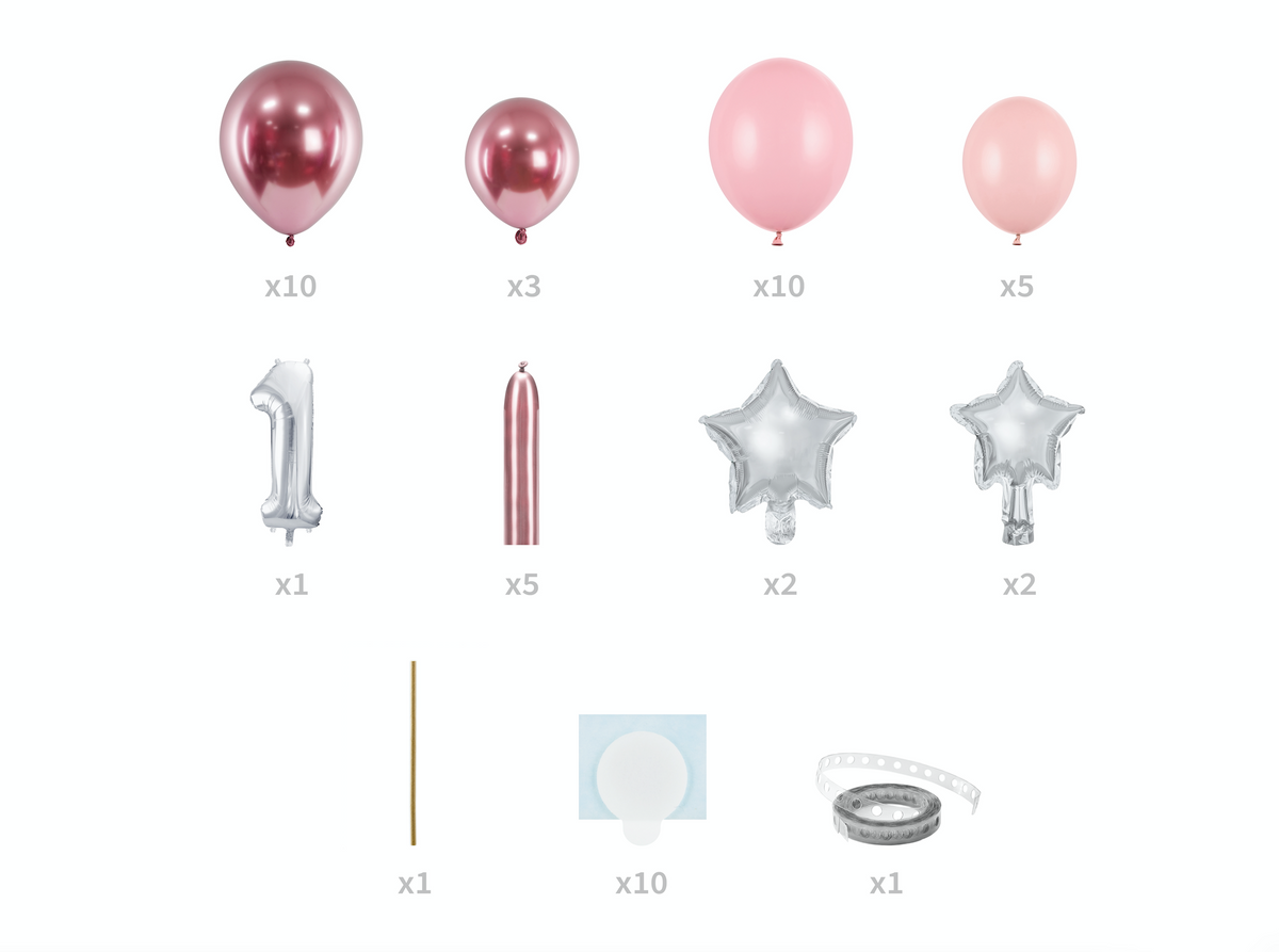 Pink 1st Birthday Balloon Column Stack