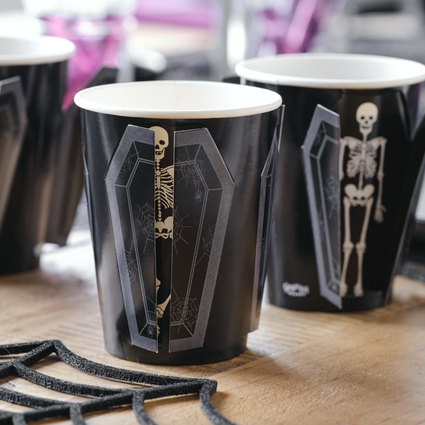Pop Out Skeleton Coffin Paper Halloween Cups