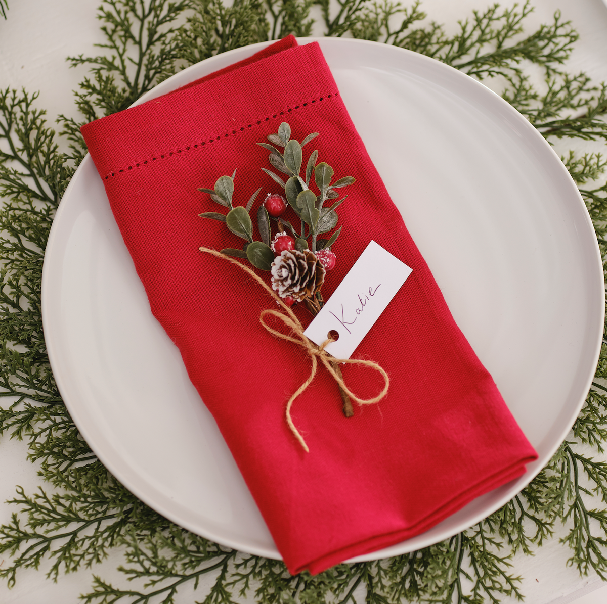 Red Berry Sprig Place Card Holders