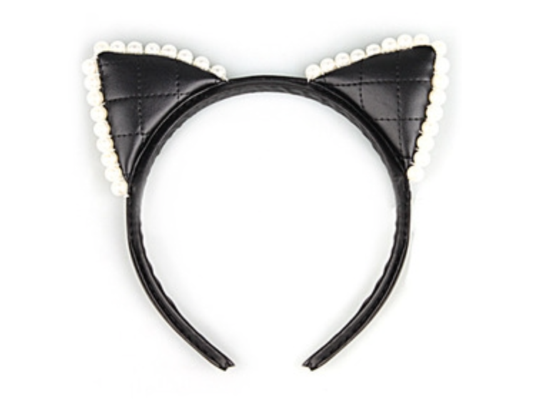 Pearl & Leather Cat Headband