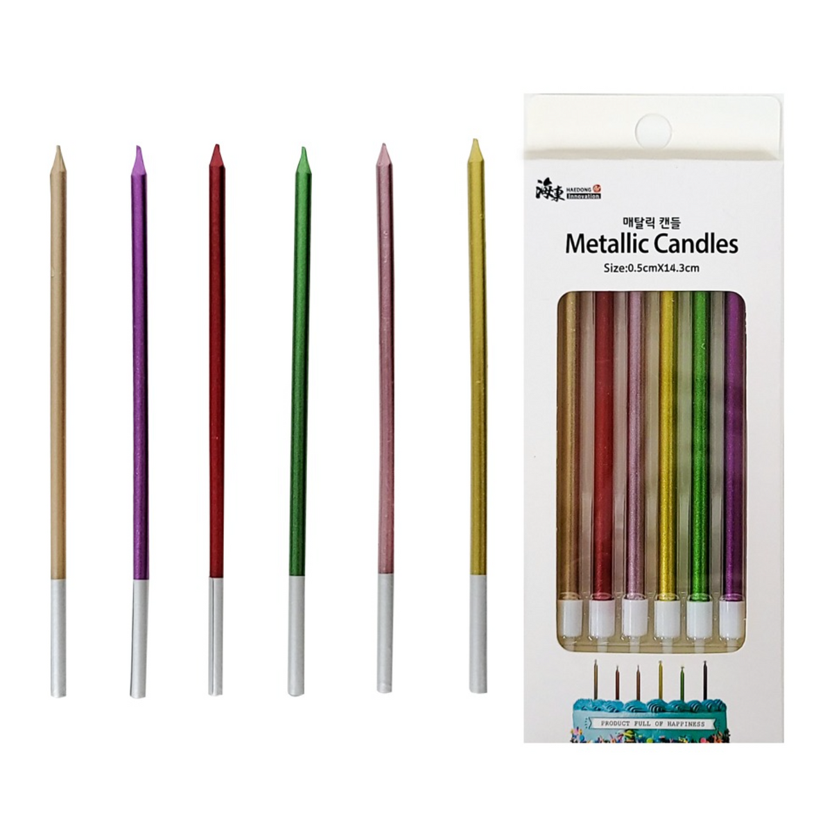 Metallic Birthday Candles with Holders