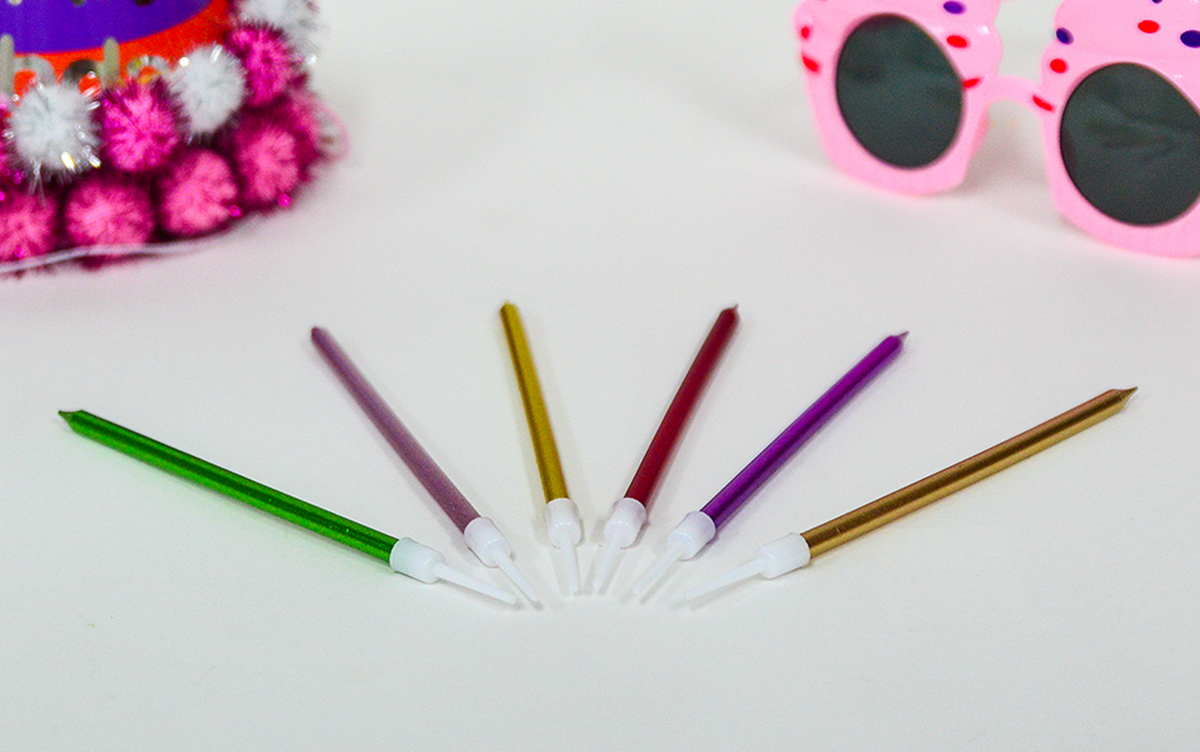 Metallic Birthday Candles with Holders
