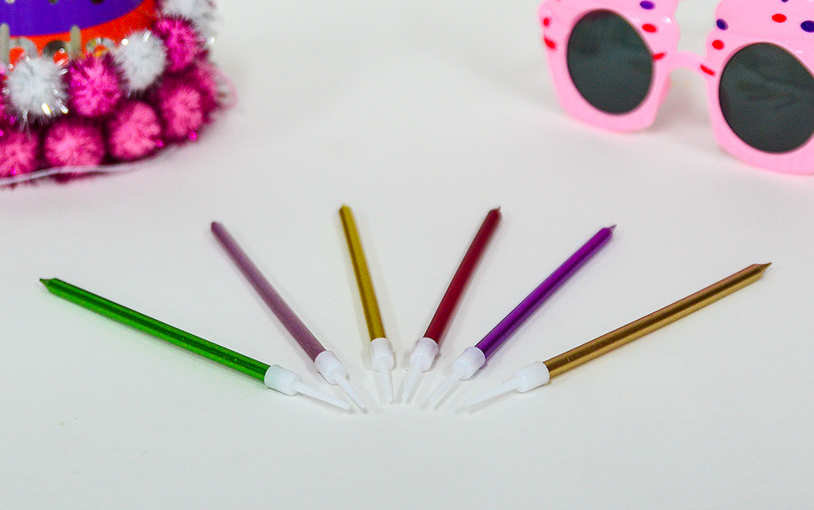 Metallic Birthday Candles with Holders