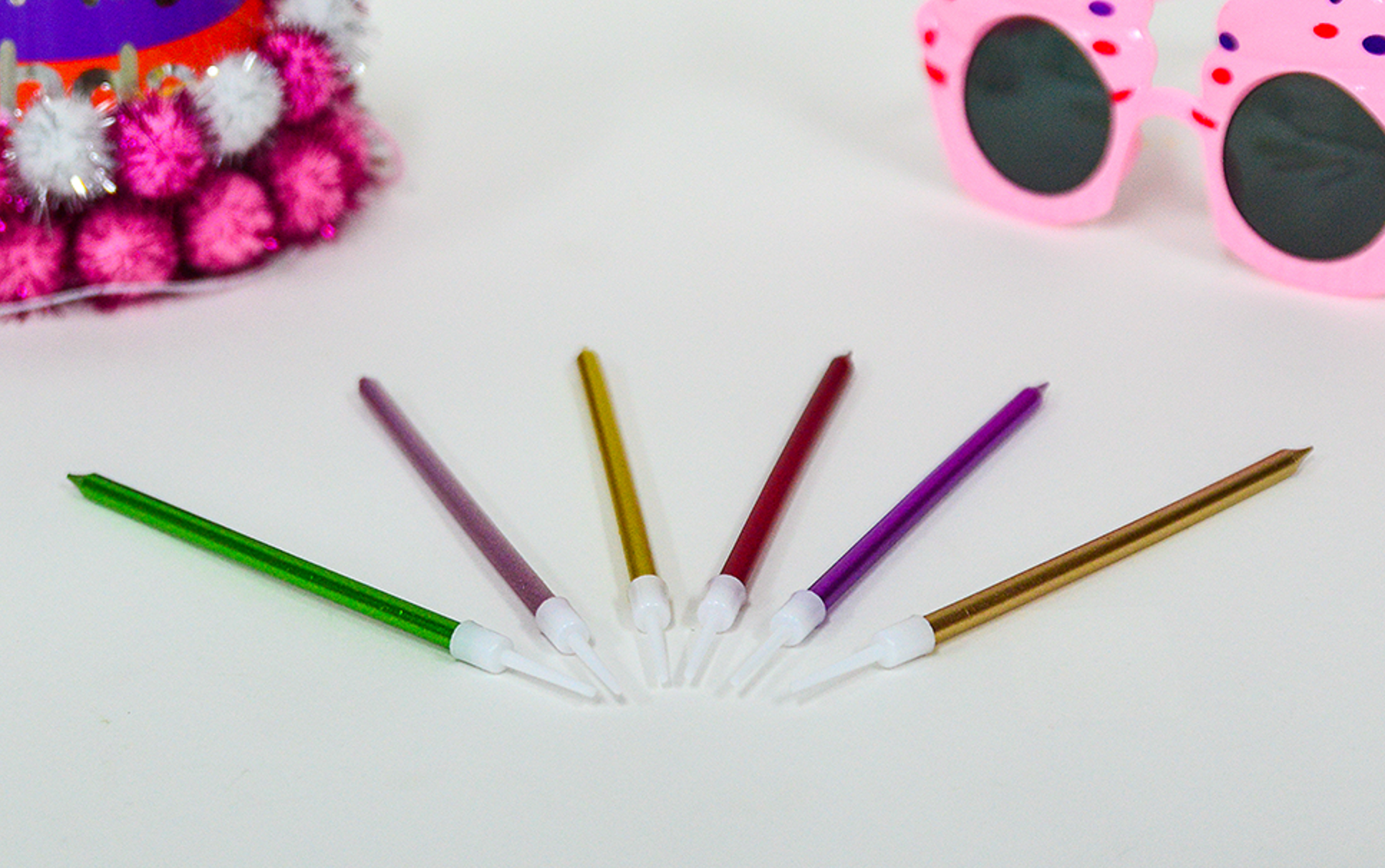 Metallic Birthday Candles with Holders