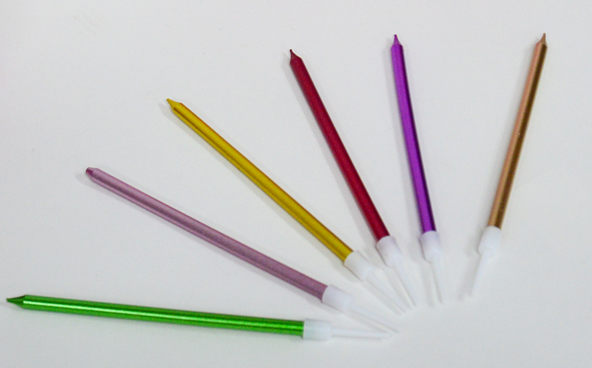 Metallic Birthday Candles with Holders