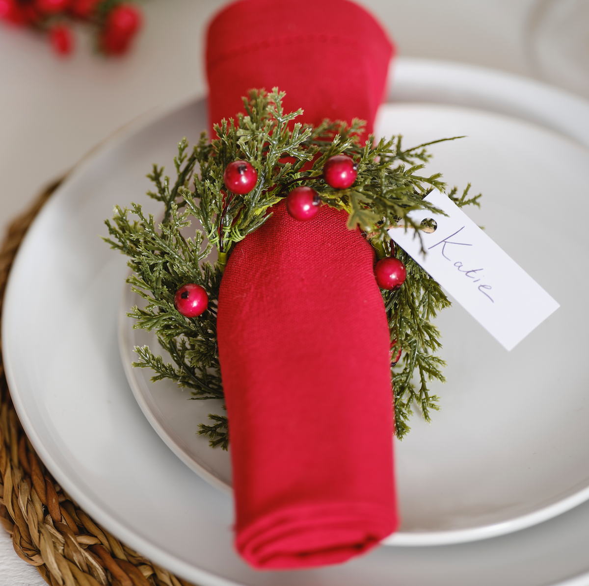 Foliage and Berry Christmas Napkin Rings