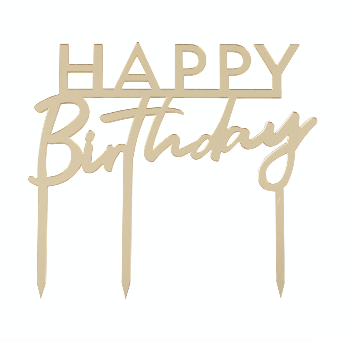 Gold Acrylic Happy Birthday Cake Topper