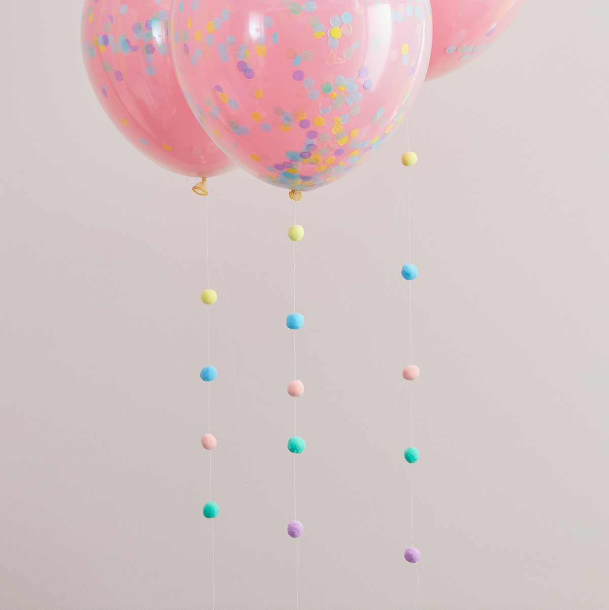 Pastel Pom Pom Balloon Tails