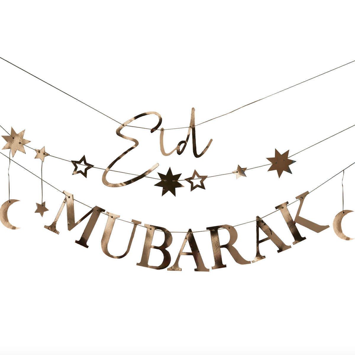 Gold Moon &amp; Stars Eid Mubarak Bunting