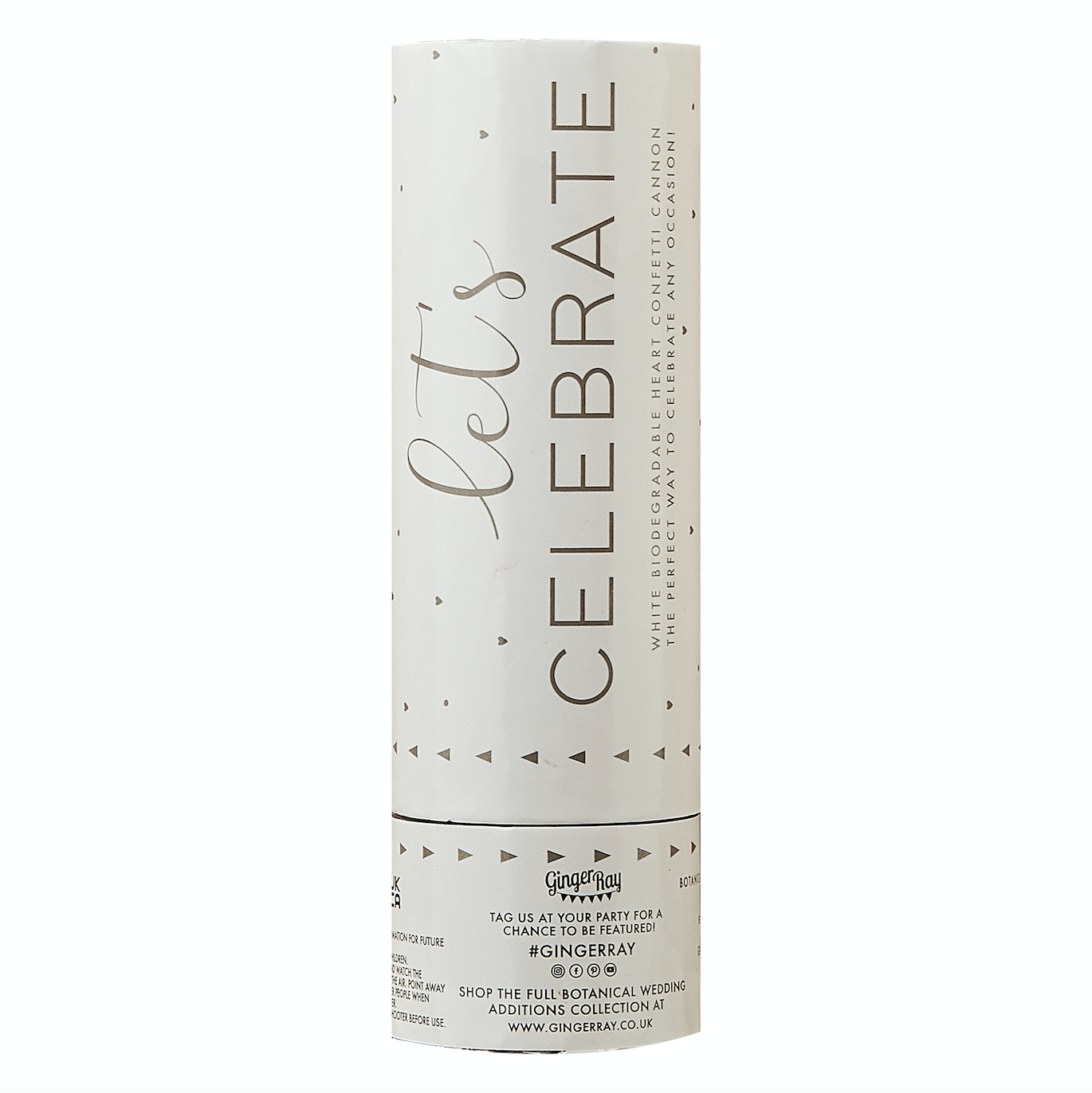 White Heart Biodegradable Confetti Cannon