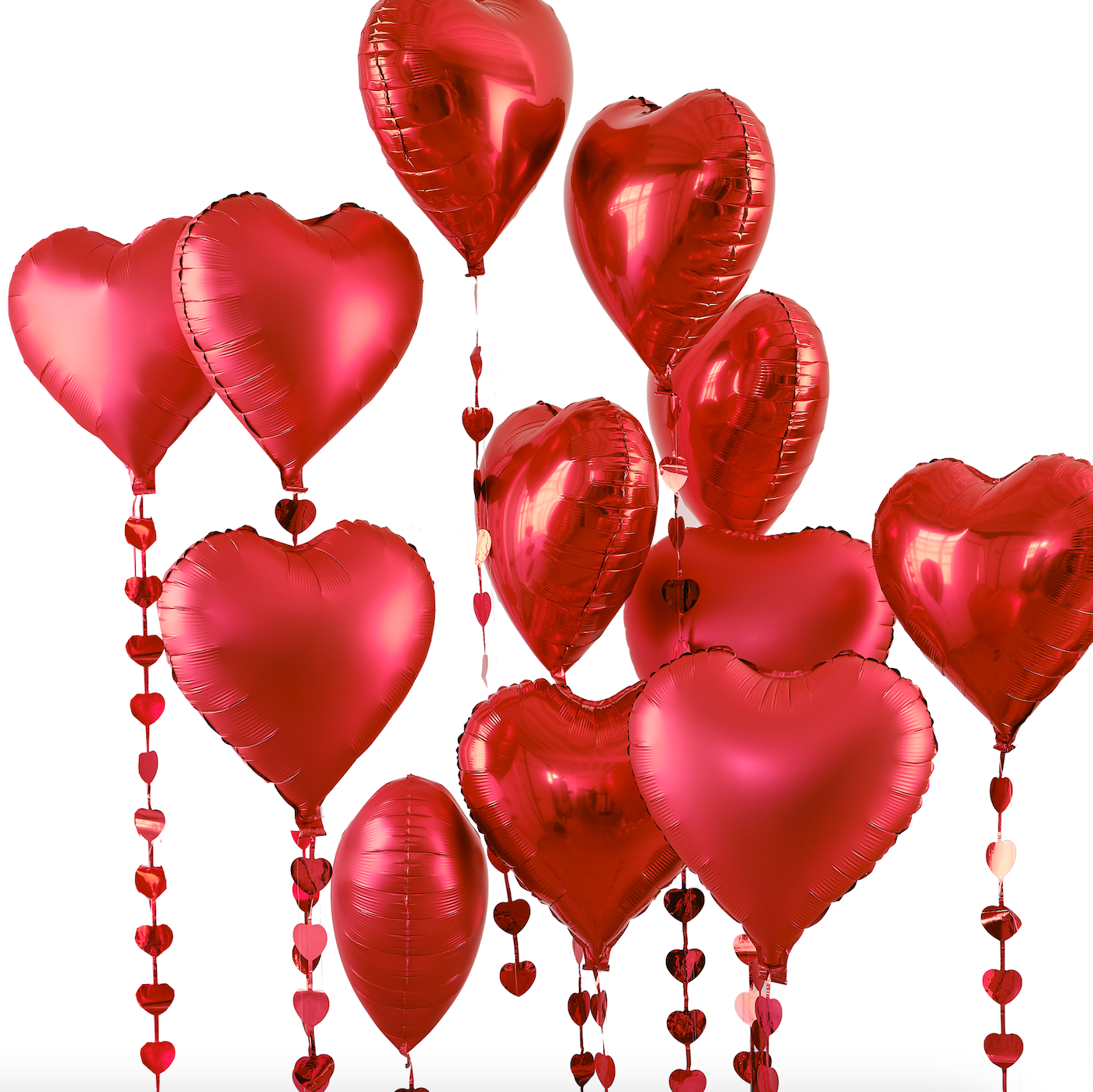 Red Heart Balloons with Heart Streamers