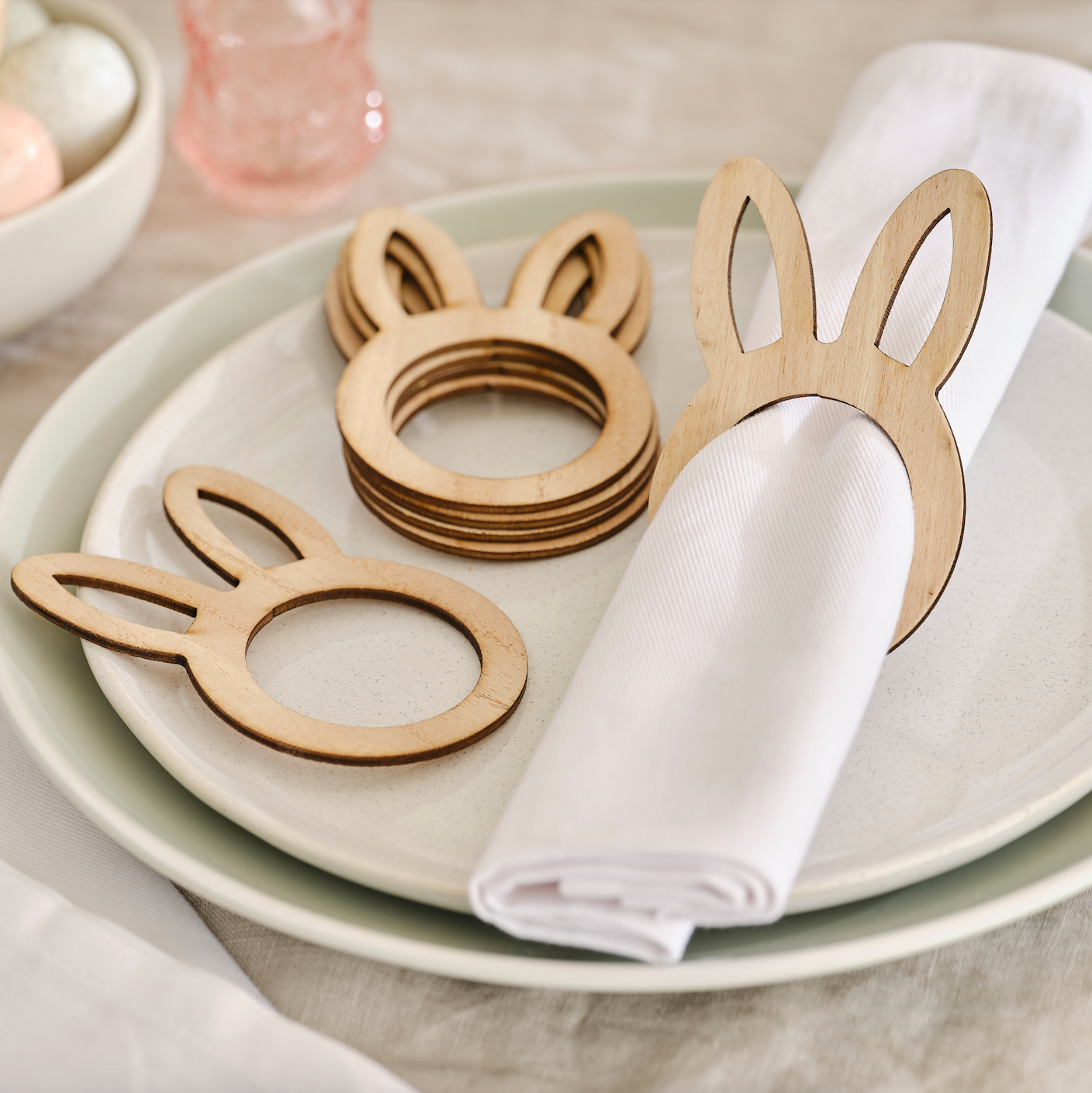 Wooden Bunny Easter Napkin Rings