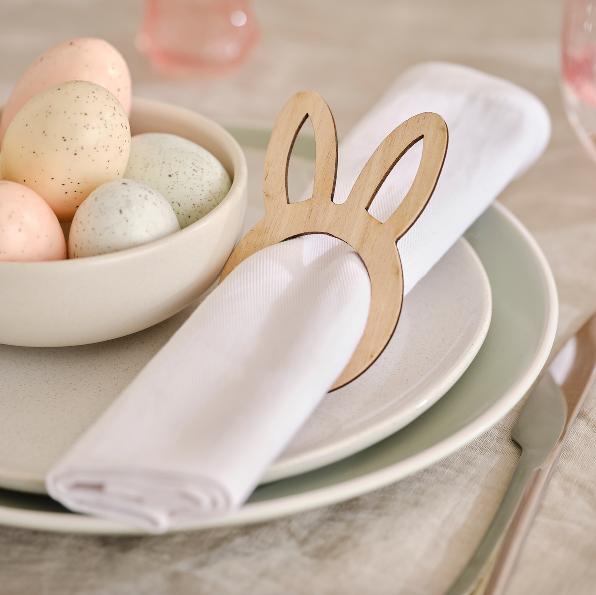 Wooden Bunny Easter Napkin Rings