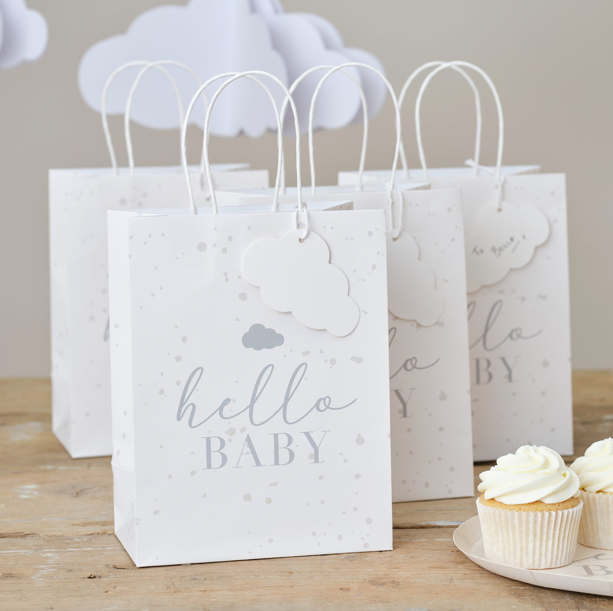 Hello Baby Speckle and Cloud Baby Shower Gift Bags