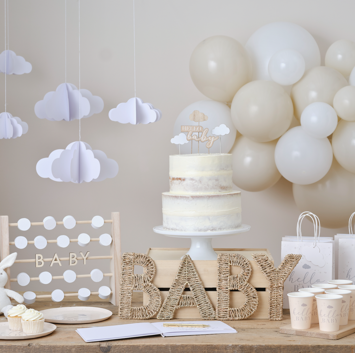 Hello Baby Speckle and Cloud Baby Shower Gift Bags