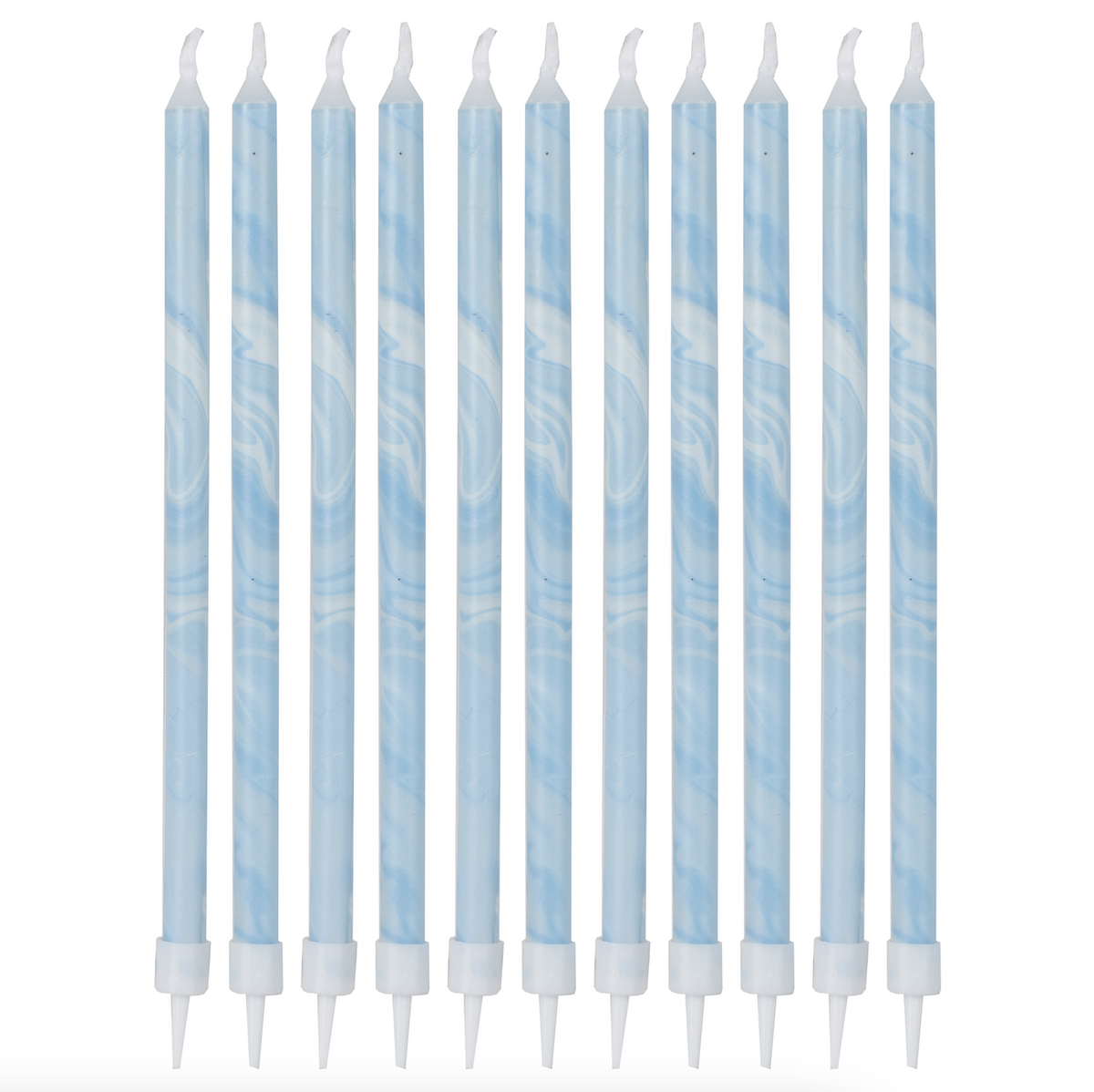 Blue Tall Marble Birthday Cake Candles
