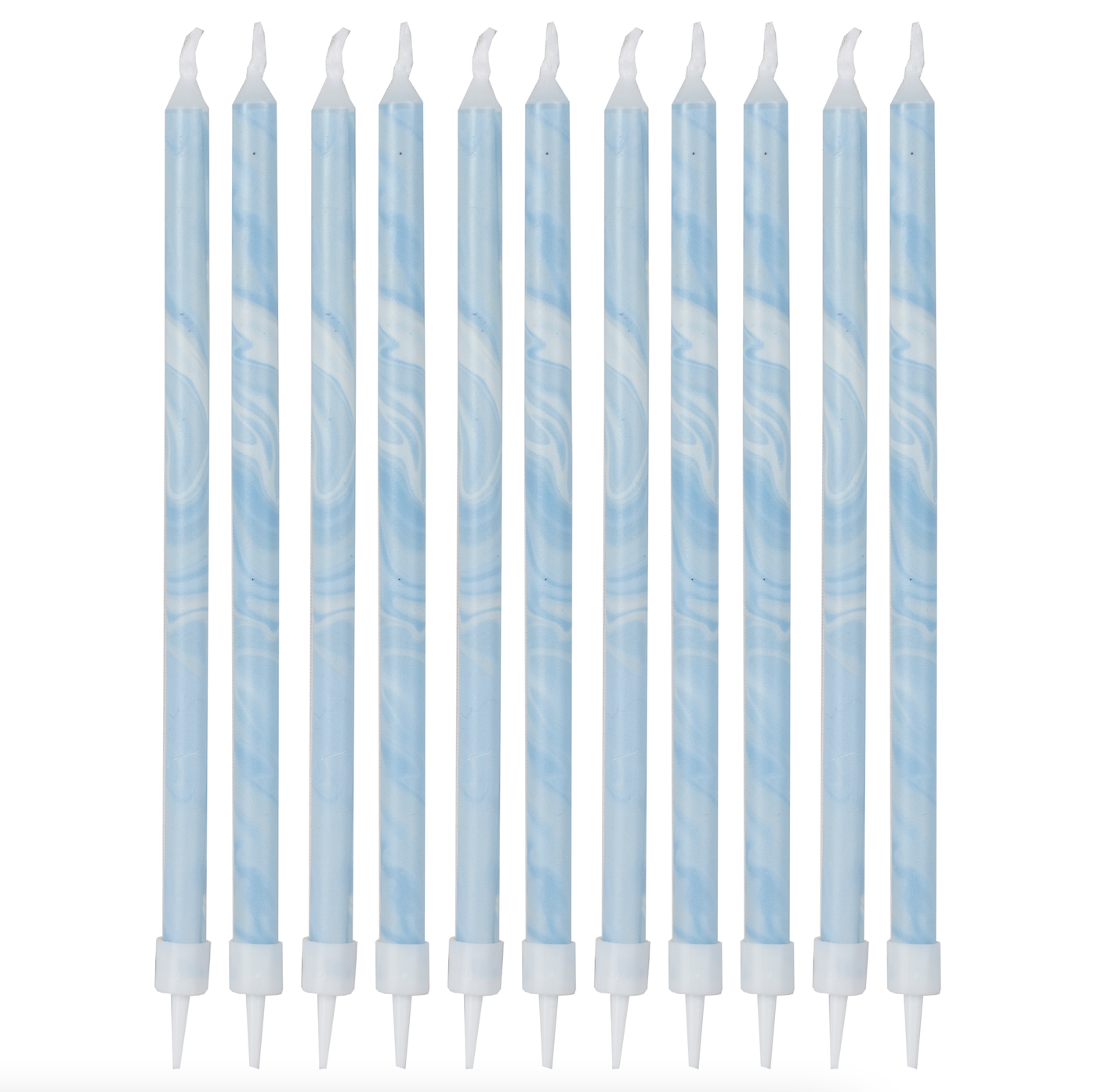 Blue Tall Marble Birthday Cake Candles