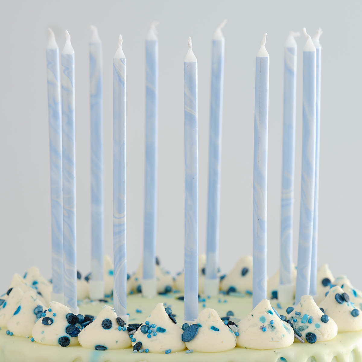 Blue Tall Marble Birthday Cake Candles