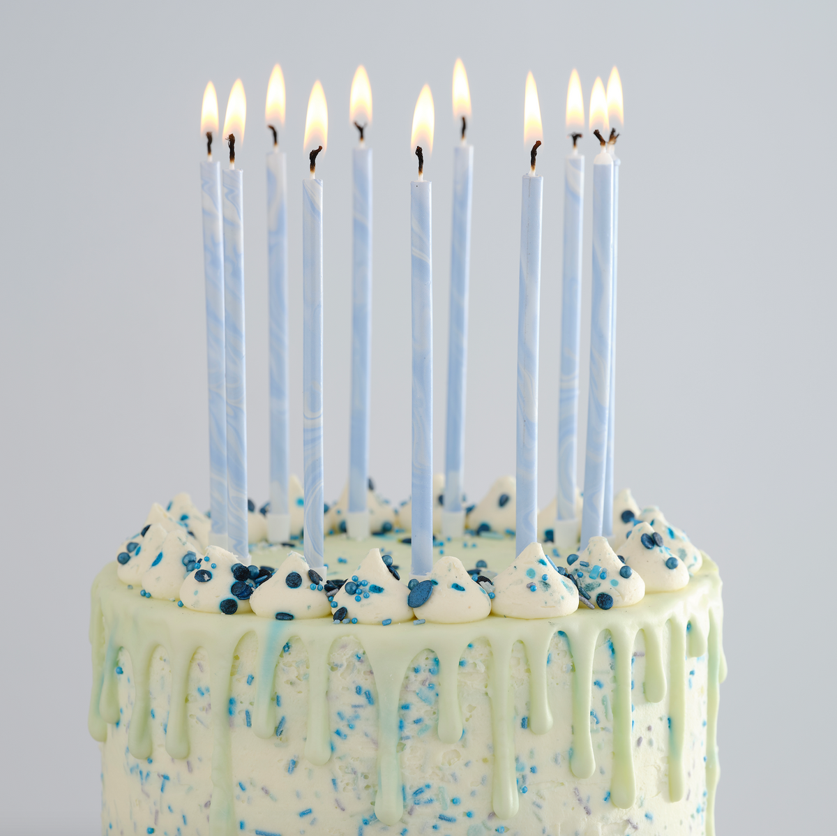 Blue Tall Marble Birthday Cake Candles
