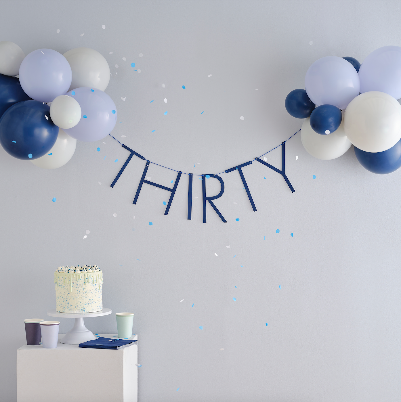 Navy 30th Birthday Milestone Balloon Bunting
