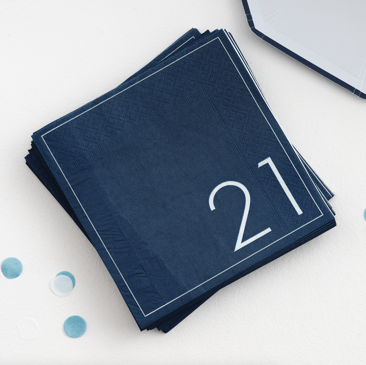 Navy 21st Birthday Milestone Paper Napkins