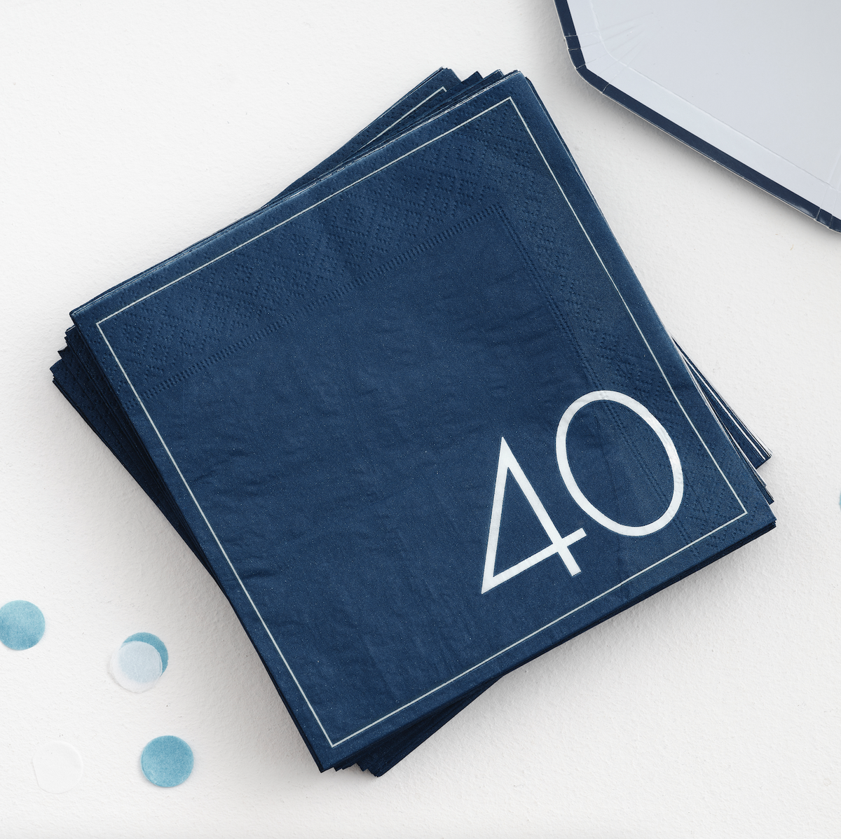 Navy 40th Birthday Milestone Paper Napkins