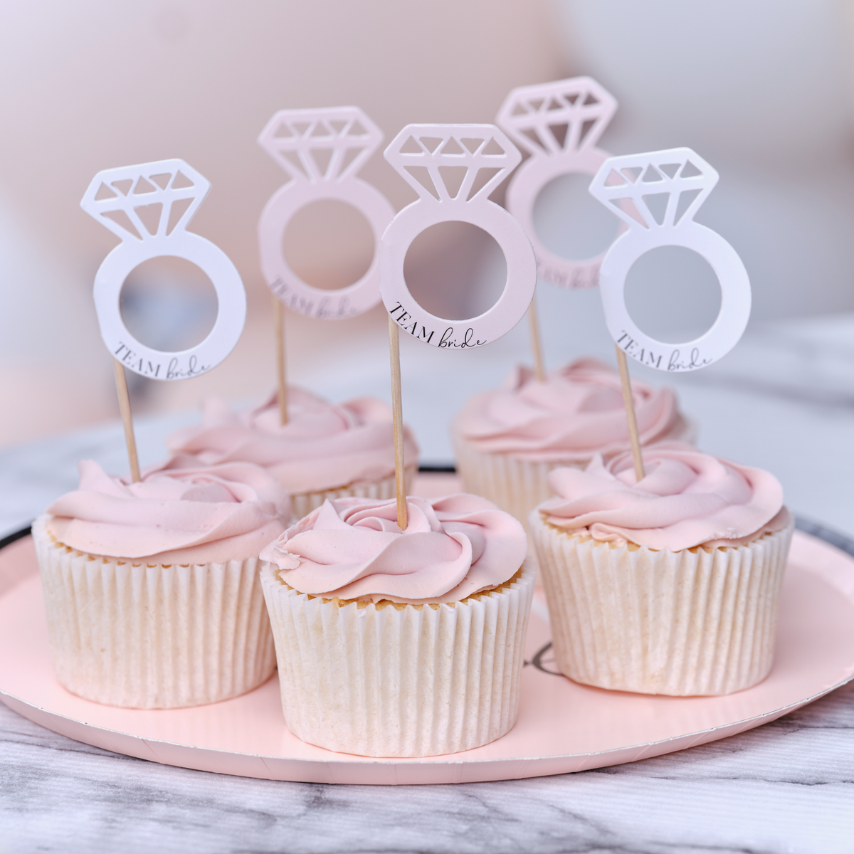 Team Bride Hen Party Ring Cupcake Toppers