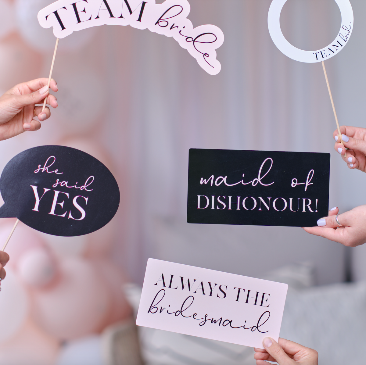 Pink, Black &amp; White Hen Party Photo Booth Props