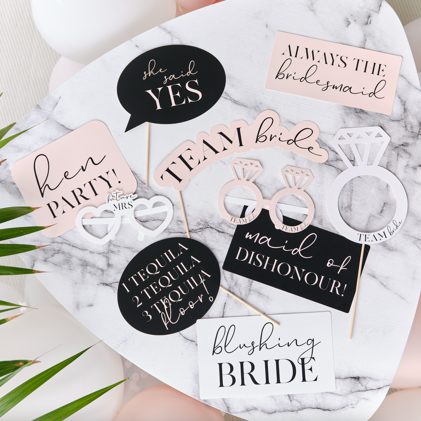 Pink, Black & White Hen Party Photo Booth Props