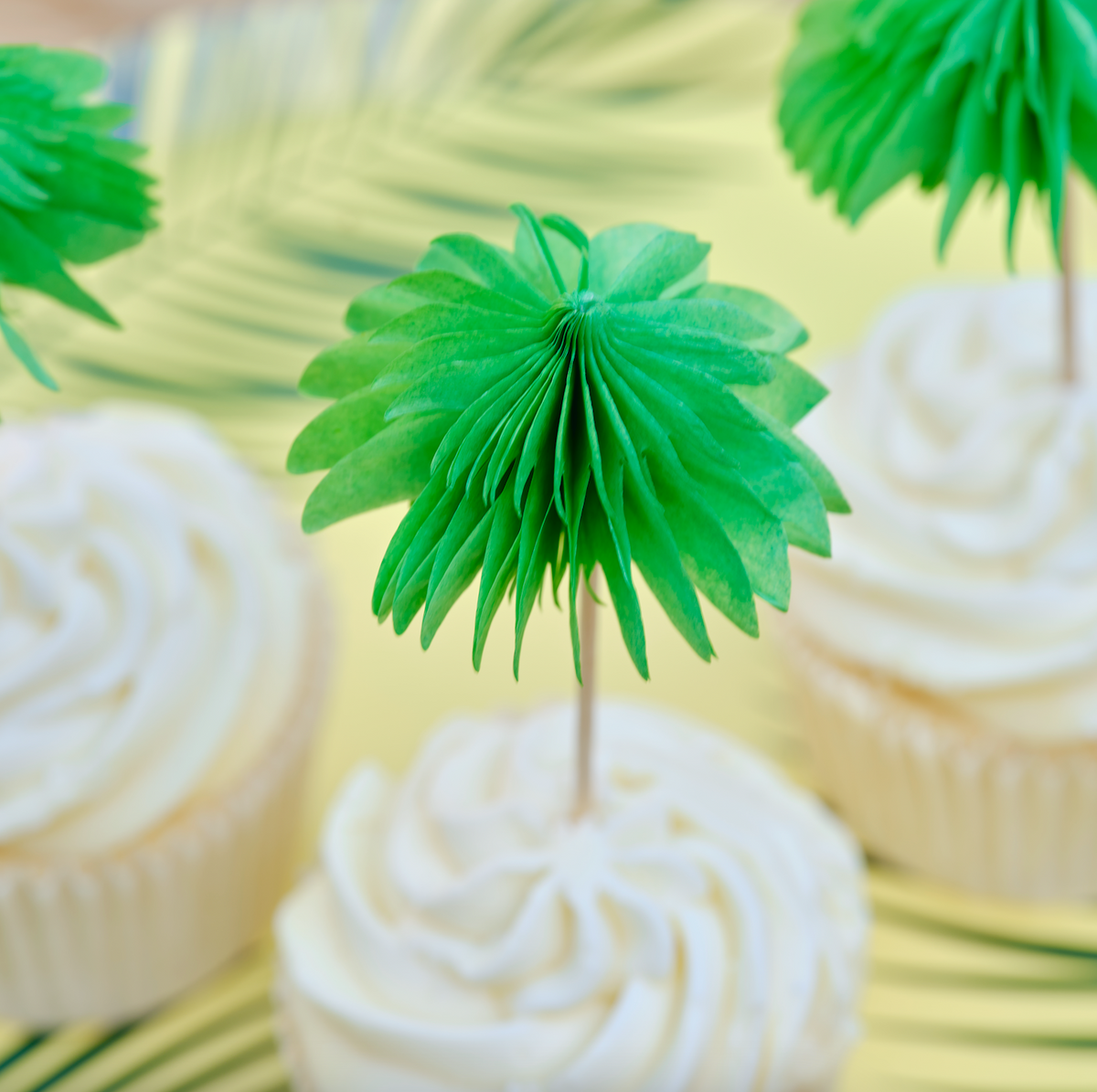 Hawaiian Honeycomb Palm Trees Cupcake Toppers