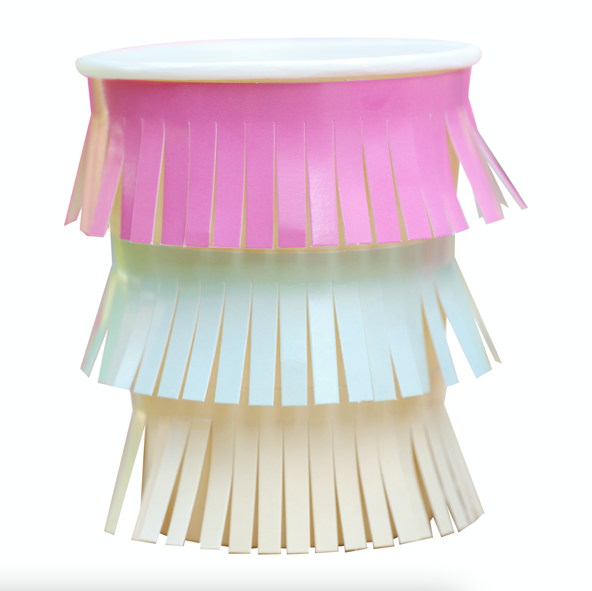 Hawaiian Tassel Fringe Paper Cups with Flower Toppers