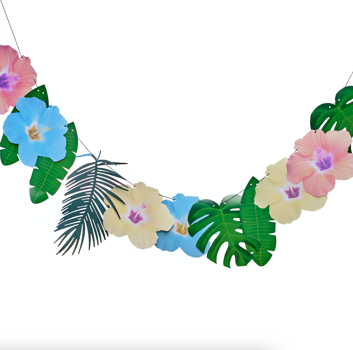 Hawaiian Palm Leaf & Hibiscus Flower Tropical Party Garland Decoration
