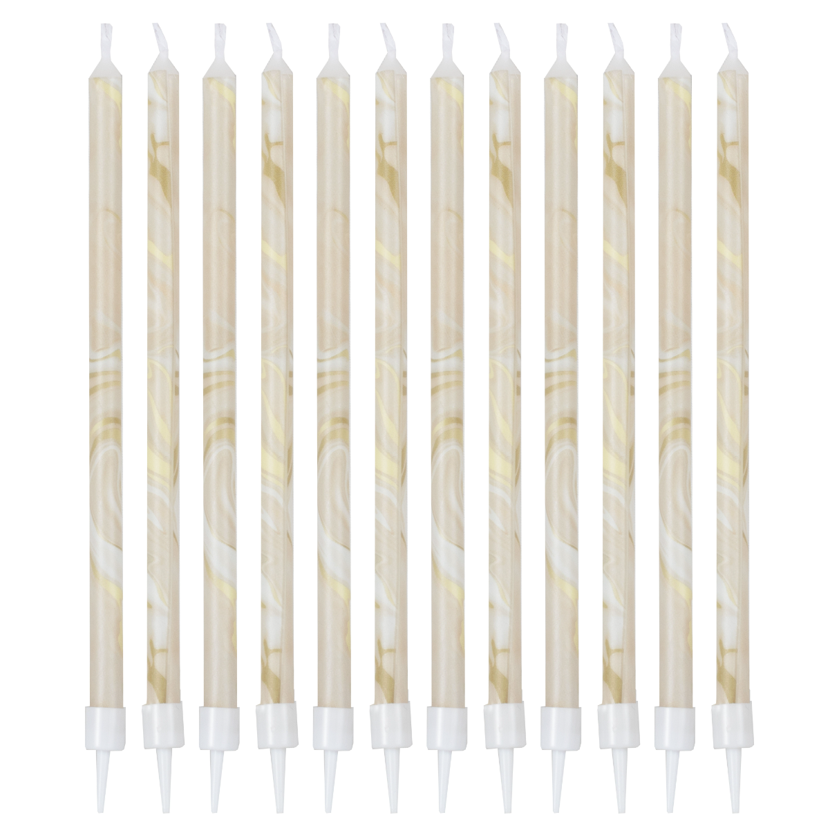 Nude and Champagne Gold Tall Marble Birthday Cake Candles