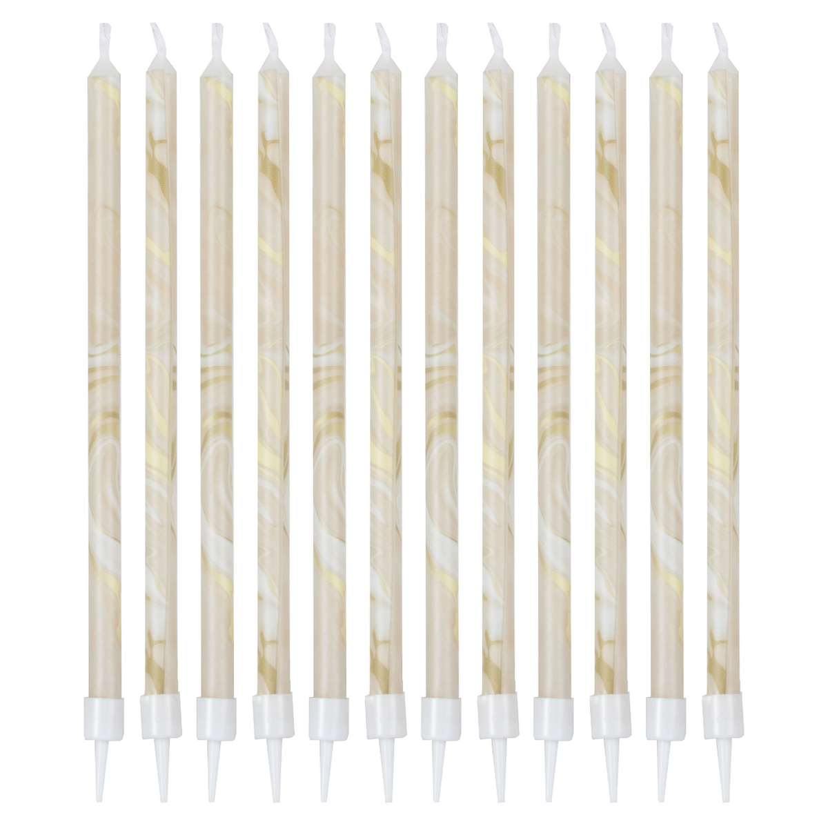 Nude and Champagne Gold Tall Marble Birthday Cake Candles