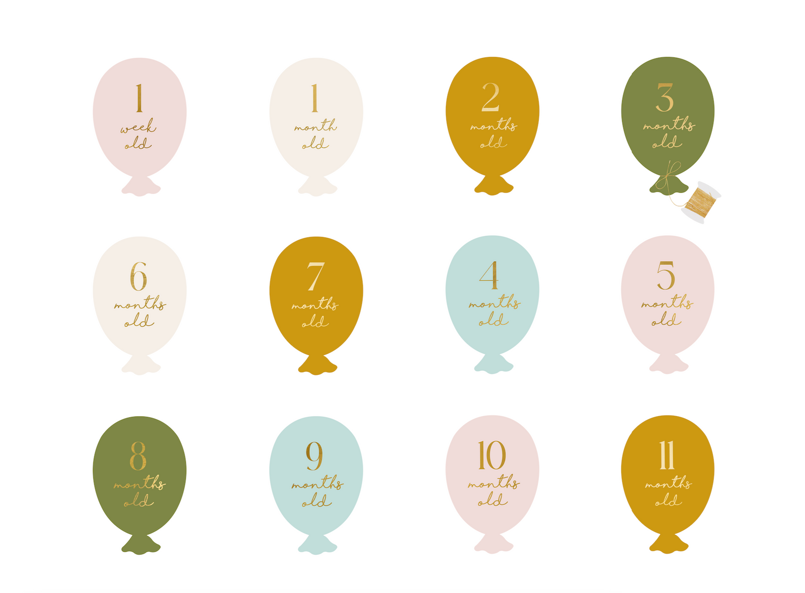 Balloons Milestone Cards