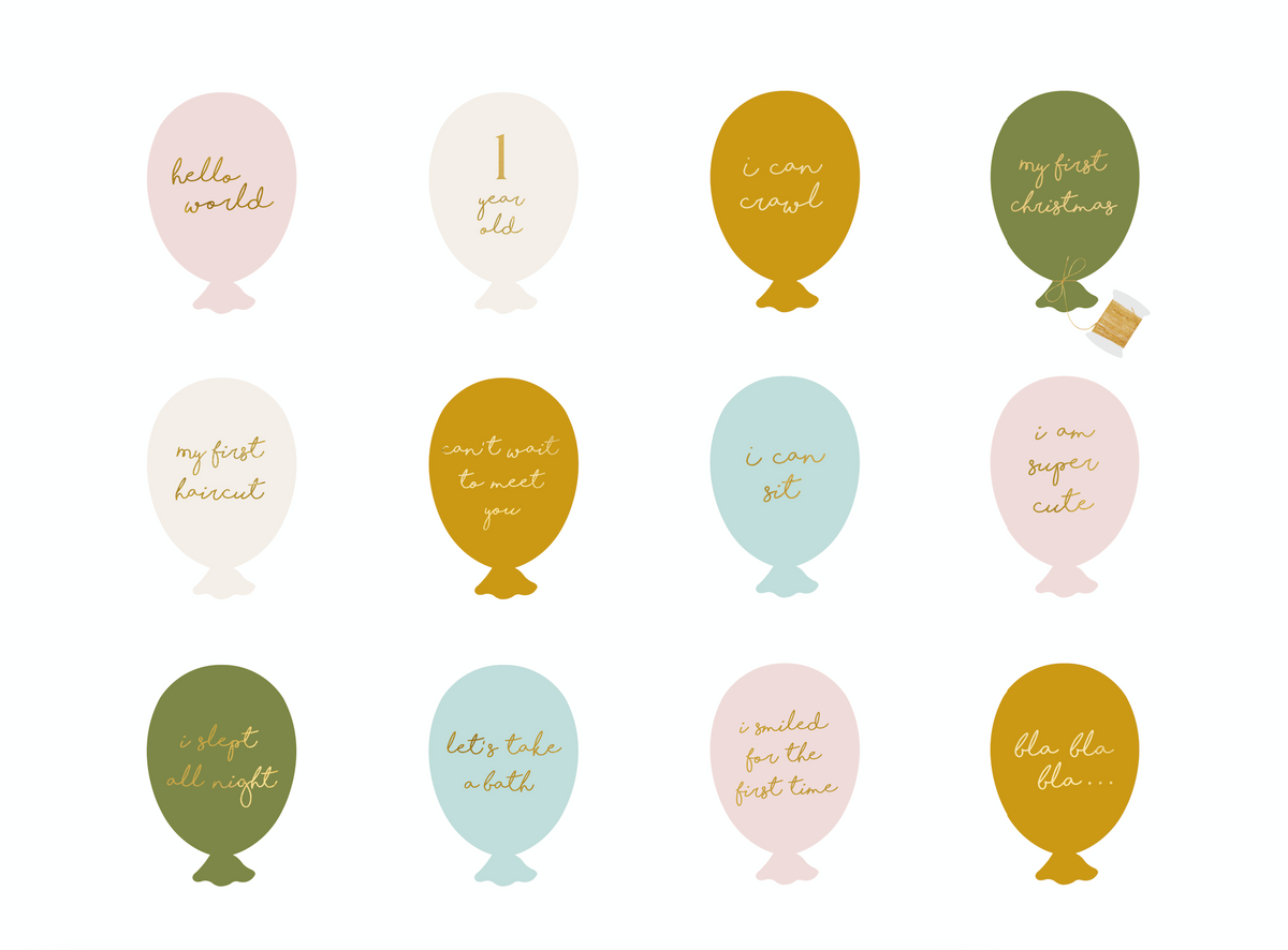 Balloons Milestone Cards