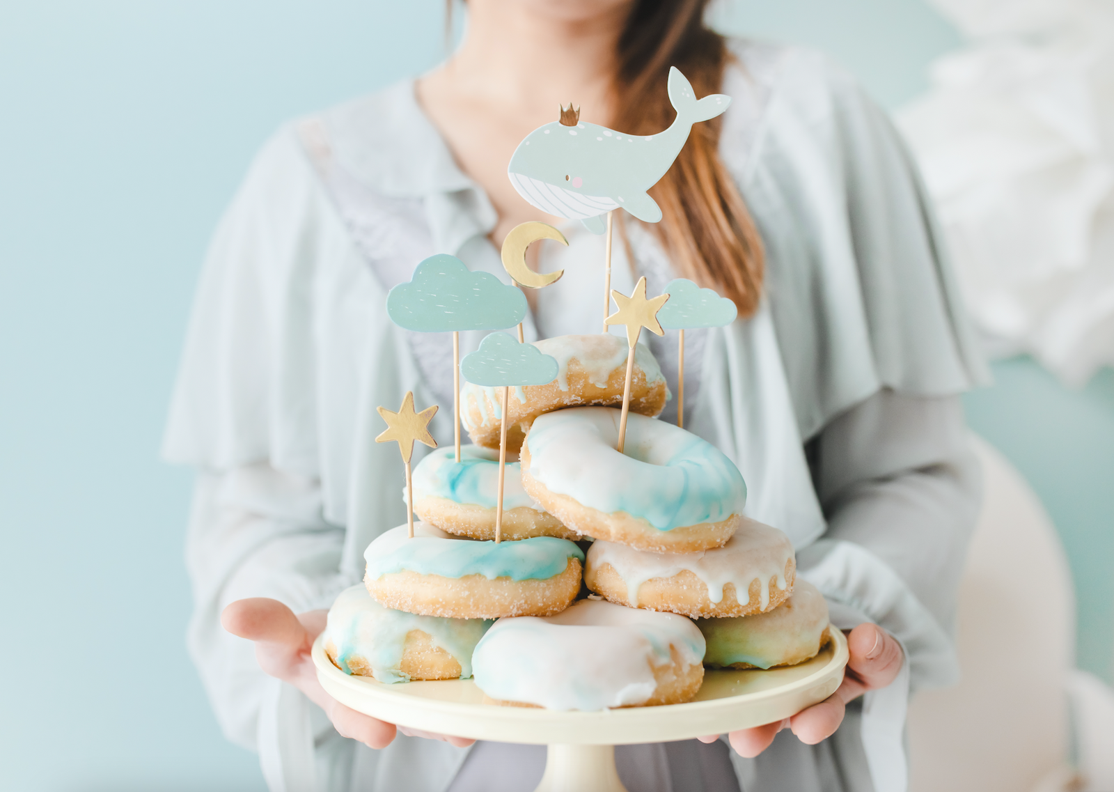 Blue Cupcake Whale Toppers