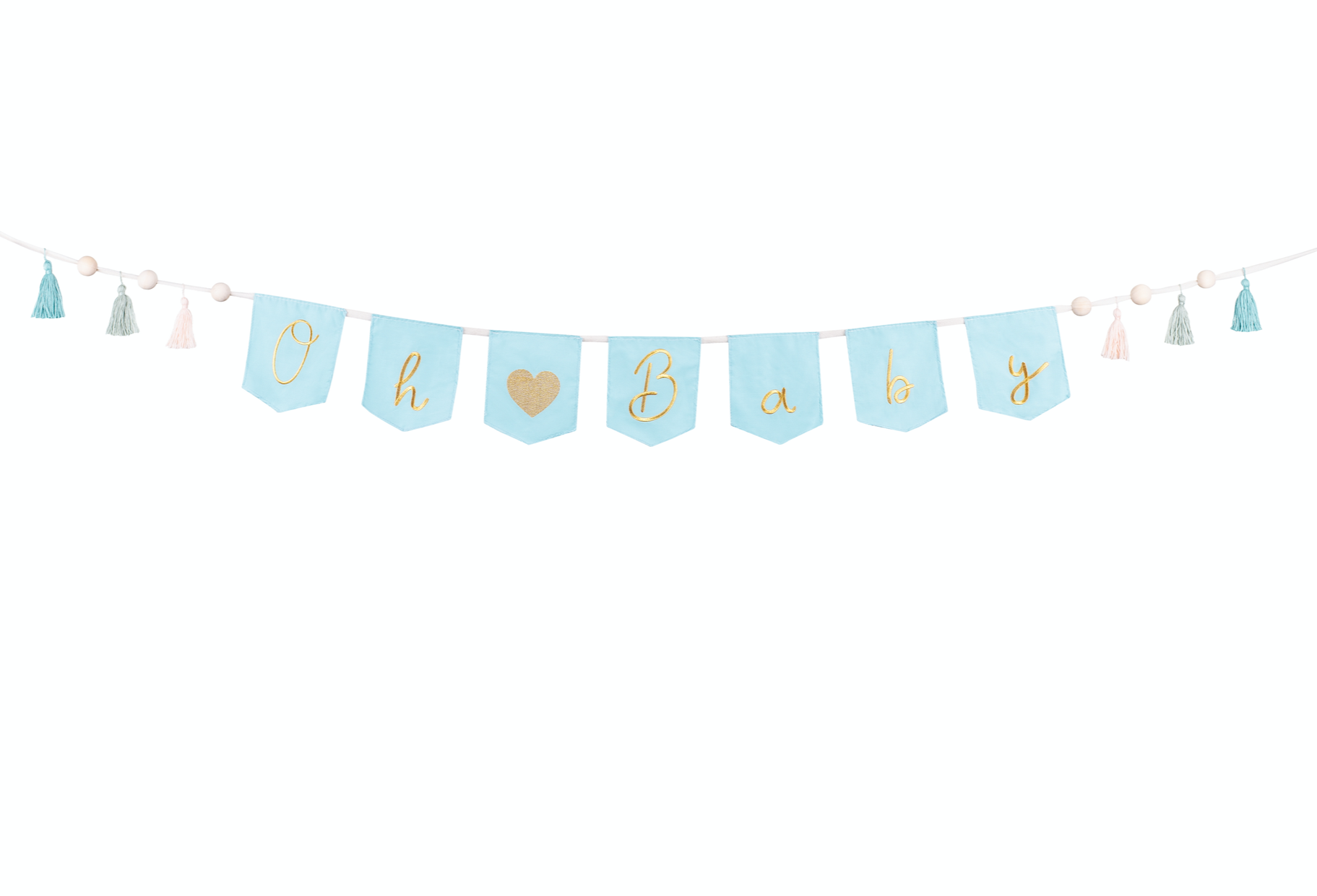 Sky Blue Oh Baby Banner with Tassels